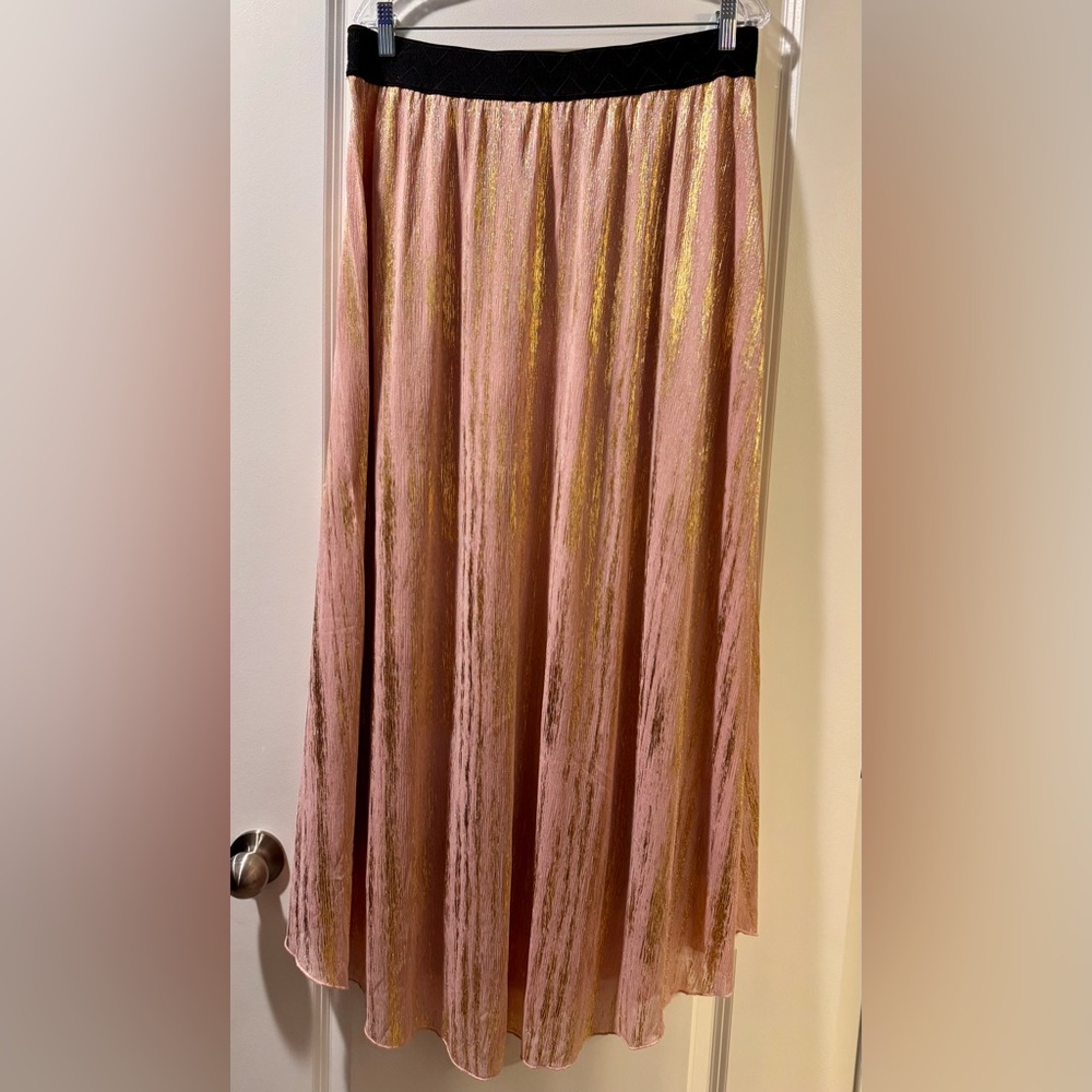 LuLaRoe Pink and Gold Lucy Maxi Skirt
